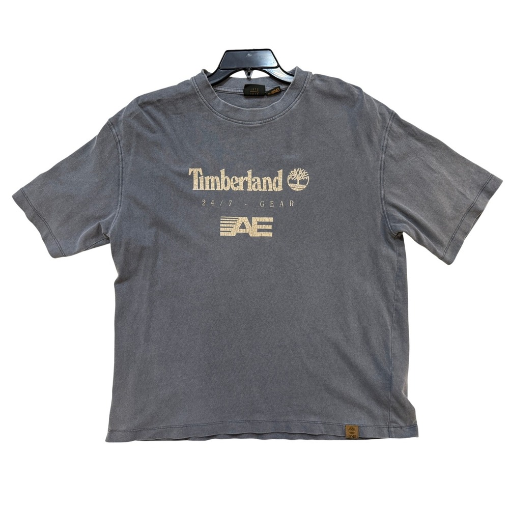 Vintage Timberland TShirt Men's LG Blue Box Fit Heavyweight 90s Y2K Outdoor